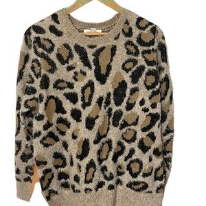 Vintage America Animal Print Sweater - Black and Tan